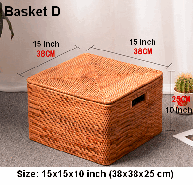 Large Rectangular Storage Baskets for Bathroom, Wicker Storage Basket with Lid, Extra Large Storage Baskets for Clothes, Storage Baskets for Shelves-Paintingforhome