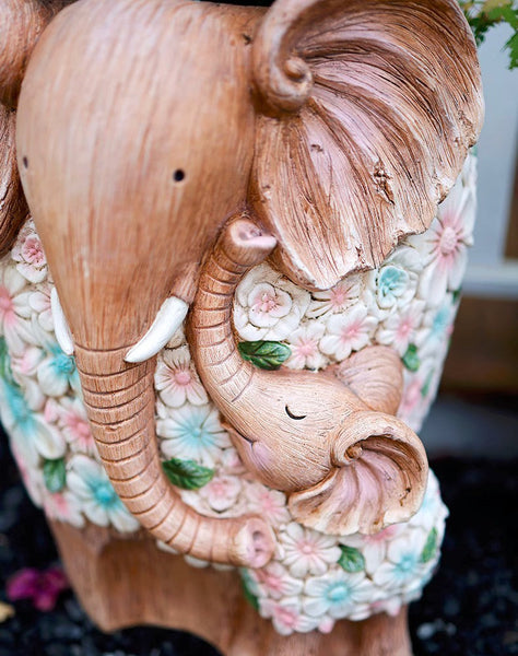 Unique Animal Statue for Garden Ornaments, Beautiful Elephant Flowerpot, Modern Garden Flower Pot, Resin Statue for Garden, Villa Outdoor Decor Gardening Ideas-Paintingforhome