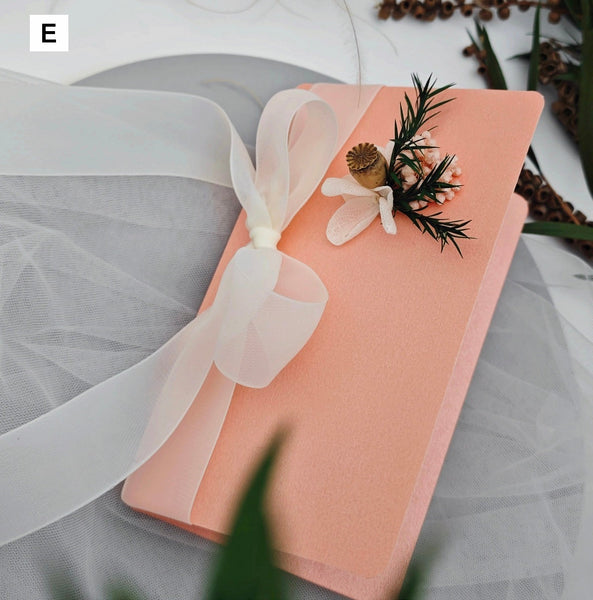 Original Handmade Anniversary Greeting Card, Creative Birthday Greeting Card, Beautiful Valentine's Day Greeting Card, Unique Wedding Greeting Card, Dried Flower Bowknot Greeting Cards-Paintingforhome