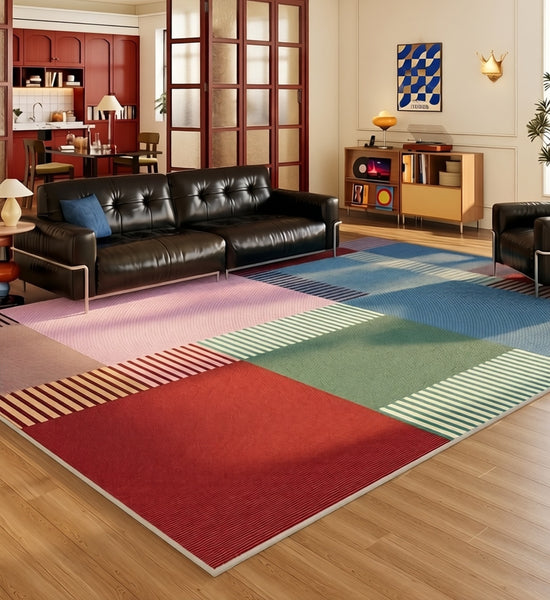 Traditional Colorful Modern Rugs for Living Room, Bedroom Modern Rugs, Large Contemporary Area Rugs, Geometric Carpets for Dining Room