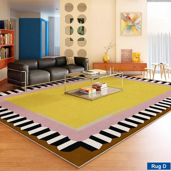 Modern Rugs under Coffee Table, Mid Century Contemporary Modern Rugs, Colorful Modern Rugs for Living Room, Dining Room Geometric Modern Rugs
