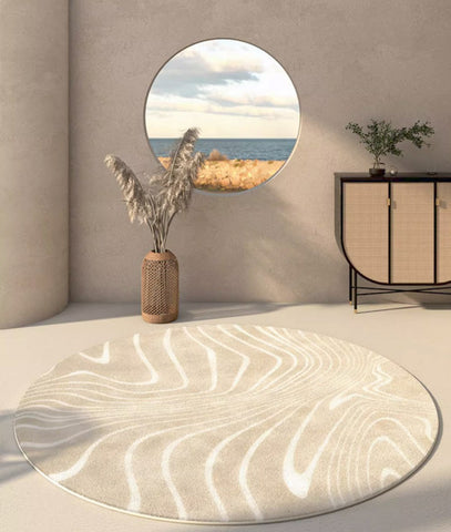 Geometric Modern Rugs in Living Room, Modern Round Rugs under Coffee Table, Circular Modern Rugs under Sofa, Abstract Contemporary Round Rugs-Paintingforhome