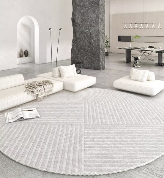 Abstract Contemporary Round Rugs for Dining Room, Geometric Modern Rug Ideas for Living Room, Modern Rugs for Dining Room, Washable Modern Rugs for Bathroom-Paintingforhome