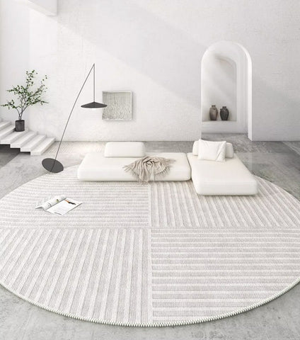 Abstract Contemporary Round Rugs for Dining Room, Geometric Modern Rug Ideas for Living Room, Modern Rugs for Dining Room, Washable Modern Rugs for Bathroom-Paintingforhome