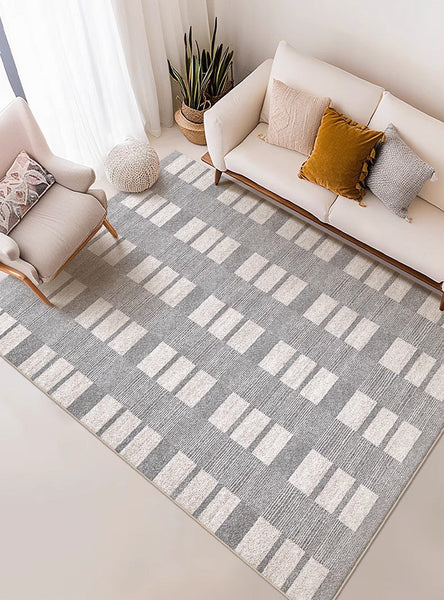 Modern Floor Rugs for Bedroom, Dining Room Floor Rug, Large Gray Floor Rugs for Living Room, Extra Large Geometric Modern Rugs for Office-Paintingforhome