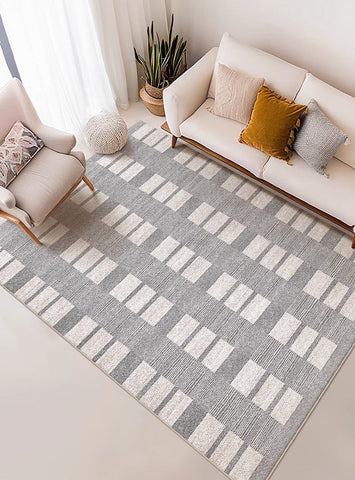 Modern Floor Rugs for Bedroom, Dining Room Floor Rug, Large Gray Floor Rugs for Living Room, Extra Large Geometric Modern Rugs for Office-Paintingforhome