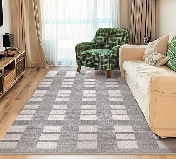 Dining Room Floor Rug, Large Gray Floor Rugs for Living Room, Modern Floor Rugs for Bedroom, Extra Large Geometric Modern Rugs for Office-Paintingforhome