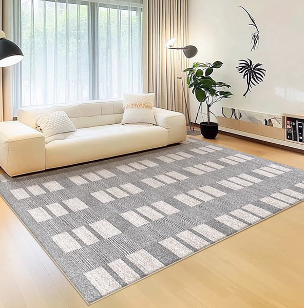 Modern Floor Rugs for Bedroom, Dining Room Floor Rug, Large Gray Floor Rugs for Living Room, Extra Large Geometric Modern Rugs for Office-Paintingforhome