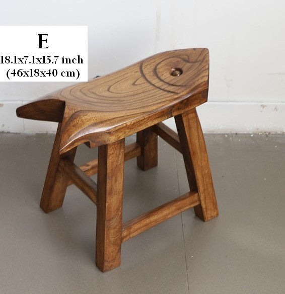 Solid Wood low Stool, Creative Shoe-changing Stool, Handmade Vintage Old Elm Wood Stool, Children's Wooden Stool, Sofa Stool, Dining Table Stool-Paintingforhome