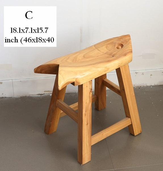 Children's Wooden Stool, Sofa Stool, Dining Table Stool, Handmade Solid Wood low Stool, Creative Shoe-changing Stool, Old Elm Wood Stool-Paintingforhome