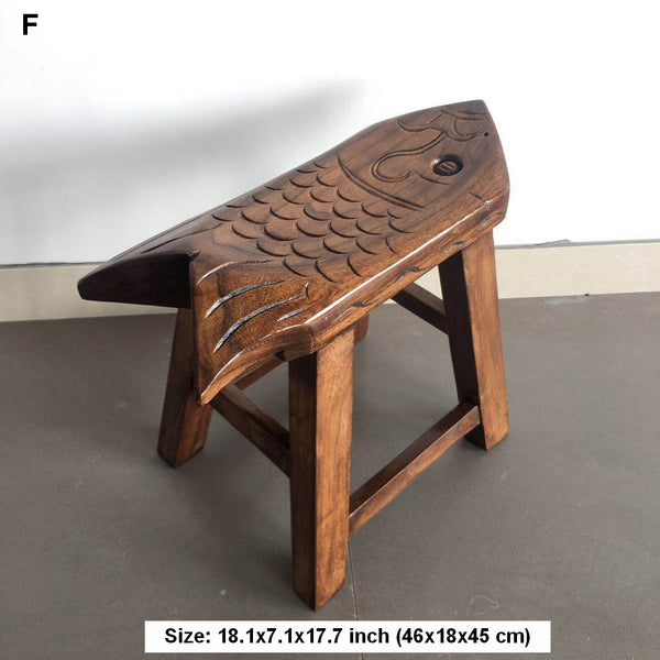 Handmade Solid Wood low Stool, Creative Shoe-changing Stool, Vintage Old Elm Wood Stool, Children's Wooden Stool, Sofa Stool, Dining Table Stool-Paintingforhome