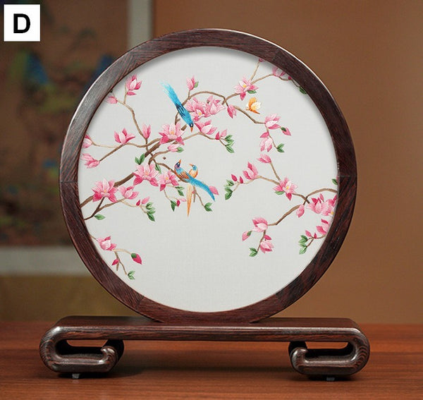 Traditional Chinese Suzhou Flower and Birds Silk Embroidery Ornaments, Exclusive Business Presents, Creative Birthday Gift, Premium Souvenir-Paintingforhome