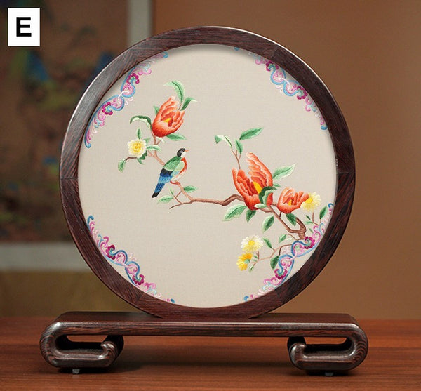 Traditional Chinese Suzhou Flower and Birds Silk Embroidery Ornaments, Exclusive Business Presents, Creative Birthday Gift, Premium Souvenir-Paintingforhome