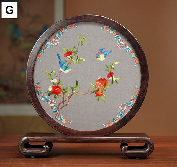 Traditional Chinese Suzhou Flower and Birds Silk Embroidery Ornaments, Exclusive Business Presents, Creative Birthday Gift, Premium Souvenir-Paintingforhome