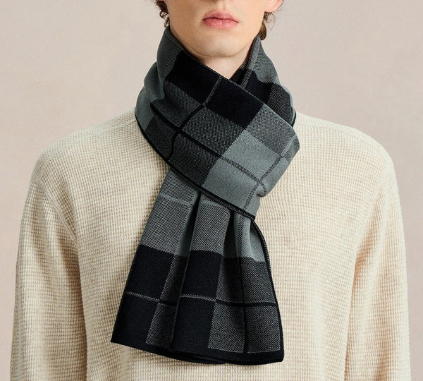Business Casual Scarf for Men, Long Wool Man Scarf, Men's Winter Scarves, Formal Men Scarf Styles, Fashion Men Scarf, Unique Gifts for Men, Men's Wool Scarf Winter