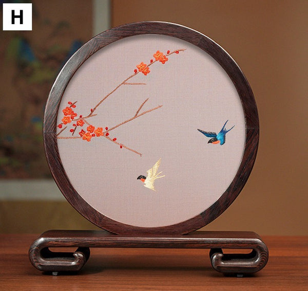 Traditional Chinese Suzhou Flower and Birds Silk Embroidery Ornaments, Exclusive Business Presents, Creative Birthday Gift, Premium Souvenir-Paintingforhome