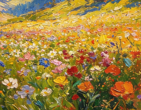 Valley in Full Spring Bloom, Hand Painted Canvas Art, Small Landscape Paintings, Original Oil Paintings, Small Paintings on Canvas, Small Paintings on Canvas-Paintingforhome