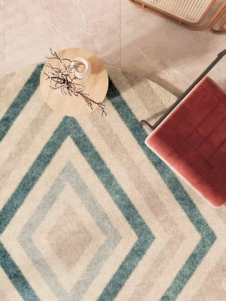 Simple Abstract Contemporary Round Rugs, Modern Area Rugs under Coffee Table, Geometric Modern Rugs for Bedroom, Thick Round Rugs for Dining Room-Paintingforhome