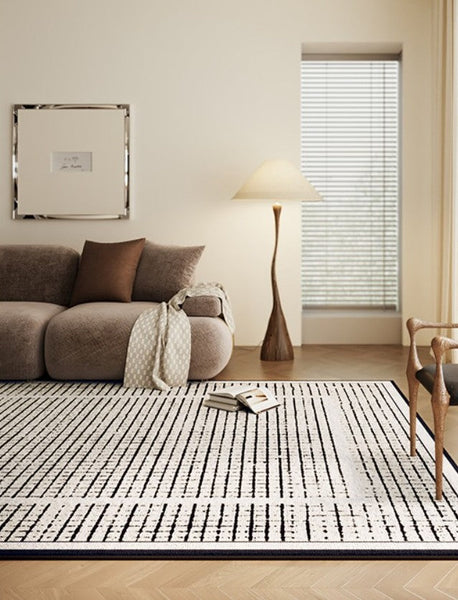 Mid Century Modern Rugs for Bedroom, Large Modern Rugs for Living Room, Contemporary Abstract Rugs under Dining Room Table-Paintingforhome