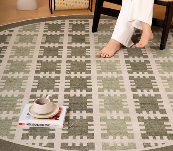 Bedroom Abstract Modern Area Rugs, Contemporary Modern Rug for Living Room, Circular Modern Rugs under Chairs, Geometric Round Rugs for Dining Room-Paintingforhome