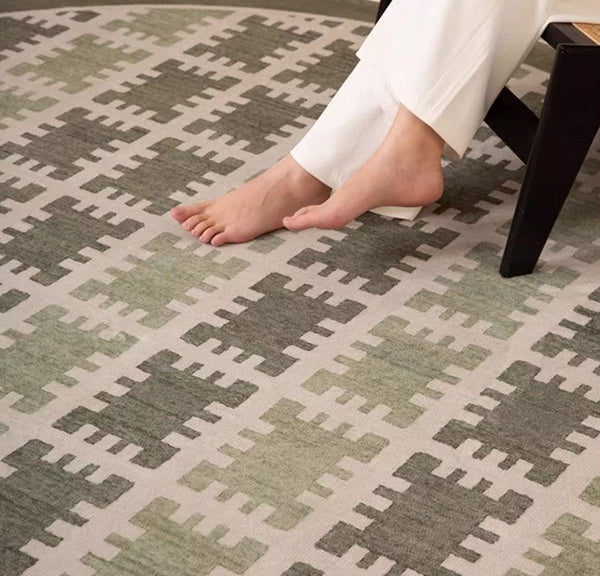 Bedroom Abstract Modern Area Rugs, Contemporary Modern Rug for Living Room, Circular Modern Rugs under Chairs, Geometric Round Rugs for Dining Room-Paintingforhome