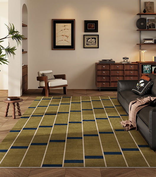 Large Modern Rugs for Living Room, Mid Century Modern Rugs for Bedroom, Abstract Geometric Modern Rugs, Green Modern Rugs for Dining Room-Paintingforhome