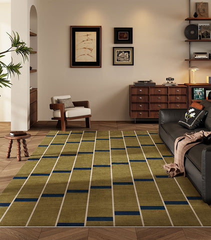 Large Modern Rugs for Living Room, Mid Century Modern Rugs for Bedroom, Abstract Geometric Modern Rugs, Green Modern Rugs for Dining Room-Paintingforhome