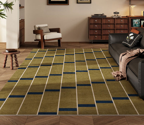 Large Modern Rugs for Living Room, Mid Century Modern Rugs for Bedroom, Abstract Geometric Modern Rugs, Green Modern Rugs for Dining Room-Paintingforhome