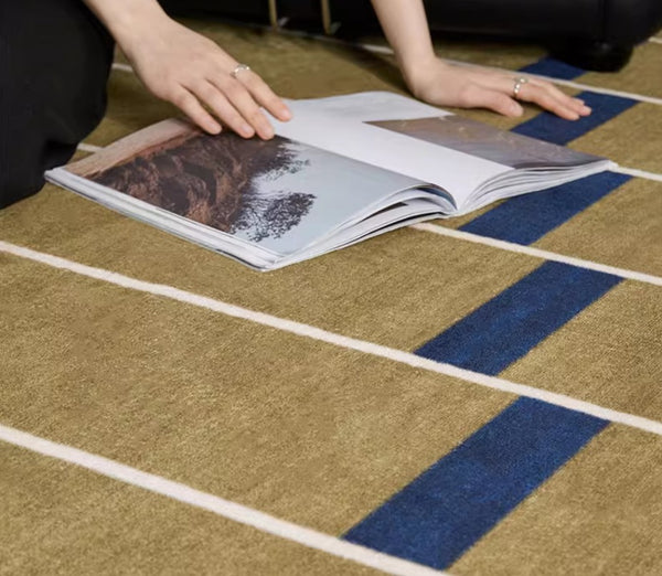 Large Modern Rugs for Living Room, Mid Century Modern Rugs for Bedroom, Abstract Geometric Modern Rugs, Green Modern Rugs for Dining Room-Paintingforhome