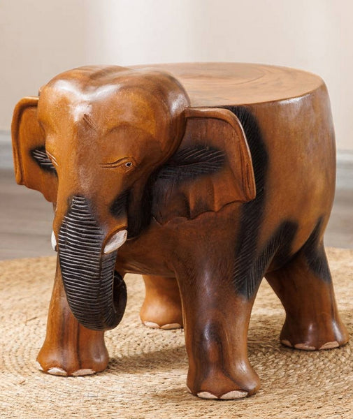 Handmade Solid Wood low Stool, Elephant Wooden Stool, Elephant Sofa Stool, Dining Table Stool, Creative Shoe-changing Stool-Paintingforhome