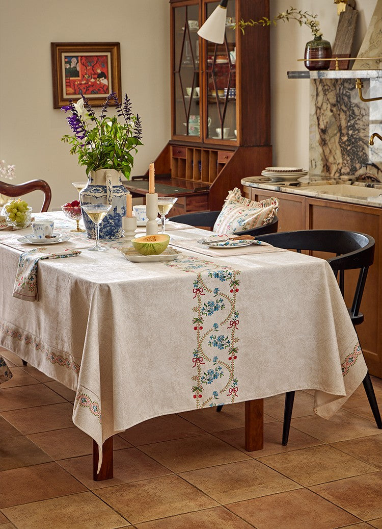 Spring Flower Table Covers For Kitchen, Watercolor Floral Print Dining Mat, Colorful Garden Party Tablecloth