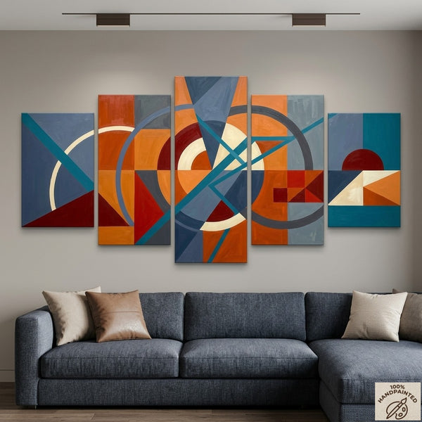 Abstract Acrylic Paintings, Hand Painted Canvas Art, Large Modern Paintings for Bedroom, Geometric Contemporary Art