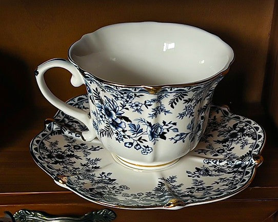 French Style China Porcelain Tea Cup Saucer Set, 7.8 oz Tea Cup and Saucers, Royal Ceramic Cups, Elegant Vintage Ceramic Coffee Cups for Traditional Afternoon Tea-Paintingforhome