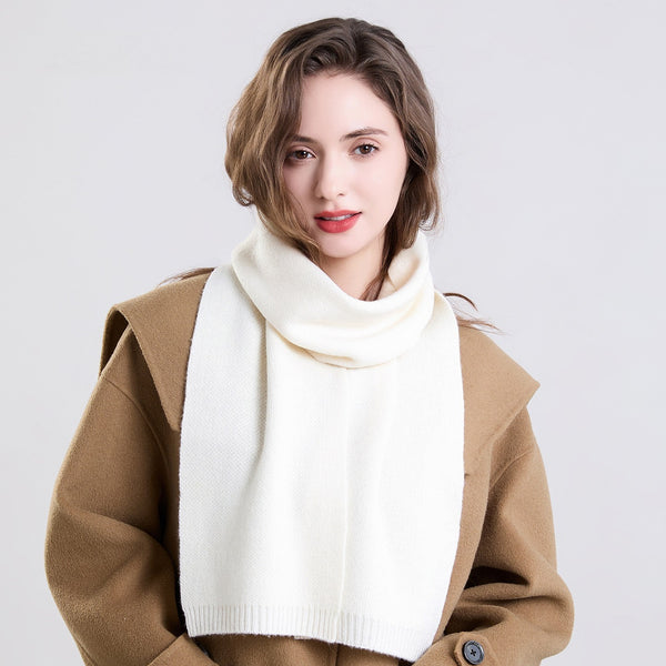 Cold Weather Scarves, Small Soft Scarf for Women, Modern Wool Scarf for Women, White Casual Scarf for Women