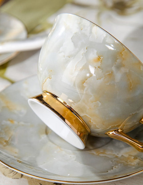 Elegant Ceramic Coffee Cups, Unique Tea Cups and Saucers in Gift Box as Birthday Gift, Beautiful British Tea Cups, Royal Bone China Porcelain Tea Cup Set-Paintingforhome