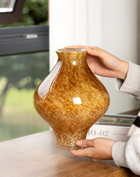 Modern Glass Bud Vases, Centerpiece Vases on Table, Handmade Liuli Vases, Color Glaze Vase, Contemporary Vases for Modern Home Decor-Paintingforhome