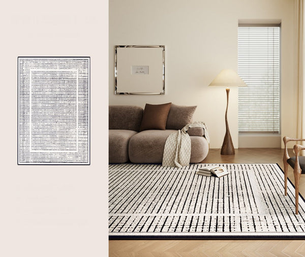 Mid Century Modern Rugs for Bedroom, Large Modern Rugs for Living Room, Contemporary Abstract Rugs under Dining Room Table-Paintingforhome