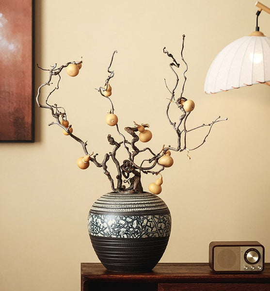 Large Pottery Flower Vases Urn, Centerpiece on Dining Table, Flower Vase on Table, Handmade Water Holding Flower Vases, Modern Bouquet Vases-Paintingforhome