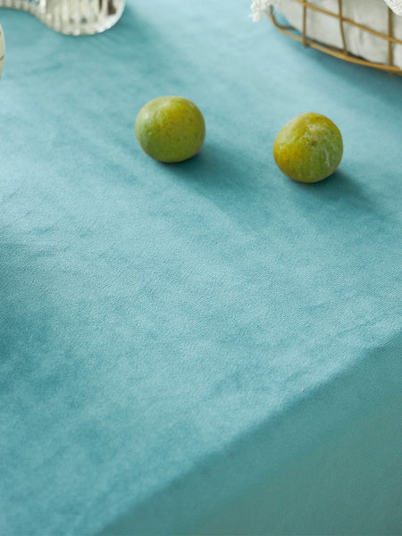 Ramie Velvet Rectangle Tablecloth for Home Decoration, Blue Square Tablecloth for Round Table, Modern Blue Table Cloth for Dining Room Table-Paintingforhome