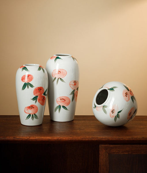 Handmade Water Holding Flower Vases, Modern Flower Vase Centerpiece on Table, Porcelain Flower Vases, Ceramic Bouquet Vases-Paintingforhome