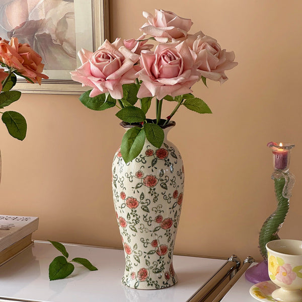 Rustic Porcelain Flower Vases, Handmade Water Holding Flower Vases, Ceramic Bouquet Vases, Tall Flower Vases on Table-Paintingforhome