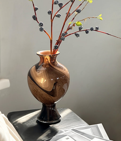 Vintage Glass Flower Vases, Water Holding Flower Vases, Handmade Glass Bud Vases, Flower Vases on Table-Paintingforhome