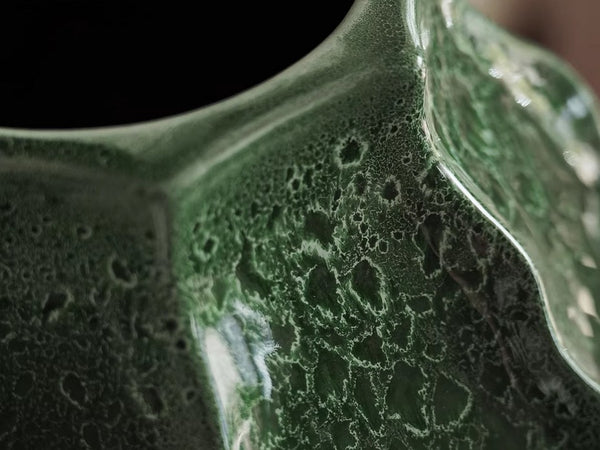 Handmade Modern Flower Vase, Centerpiece Ceramic Bouquet Vases, Large Contemporary Vases on Dining Table, Green Porcelain Vases for Modern Home Decor-Paintingforhome