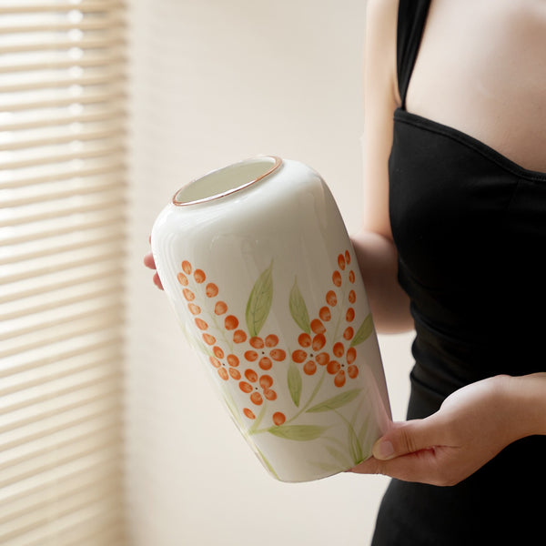 Porcelain Flower Vases, Large Flower Vases on Table, Dining Table Centerpiece, Ceramic Bouquet Vases, Handmade Water Holding Flower Vase-Paintingforhome