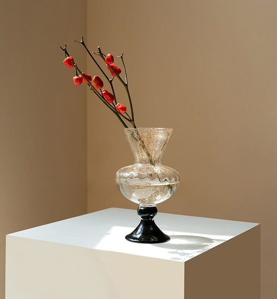 Mid Century Vases for Flowers, Contemporary Glass Vases, Handmade Modern Vases for Living Room, Unique Decorative Glass Vase, Centerpiece Vases on Table-Paintingforhome