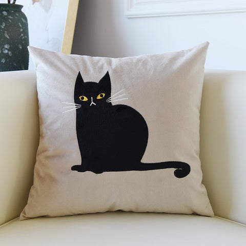 Modern Decorative Throw Pillows, Lovely Cat Pillow Covers for Kid's Room, Modern Sofa Decorative Pillows, Cat Decorative Throw Pillows for Couch-Paintingforhome