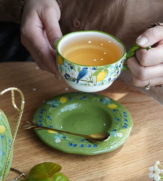 Porcelain Tea Cup and Saucer Set, Ceramic Coffee Cups in Gift Box, British Afternoon Tea Cups Tea Cup and Saucer Set-Paintingforhome