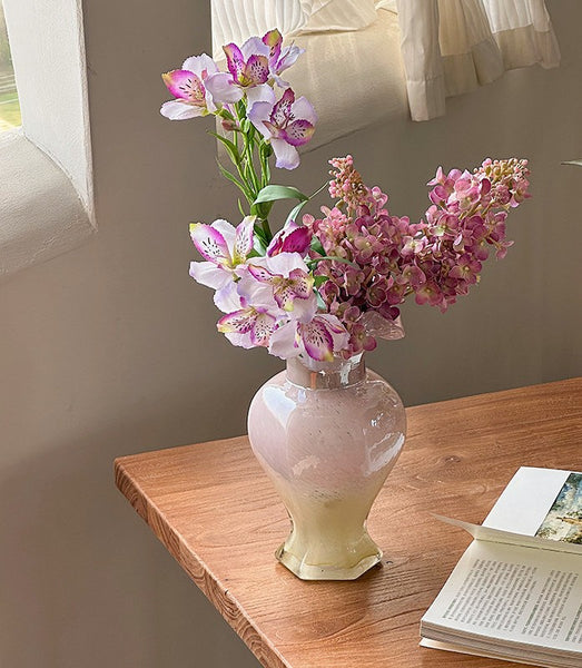 Water Holding Flower Vases, Glass Bud Vases, Bouquet Flower Vase, Vintage Glass Flower Vases, Handmade Flower Vases on Table