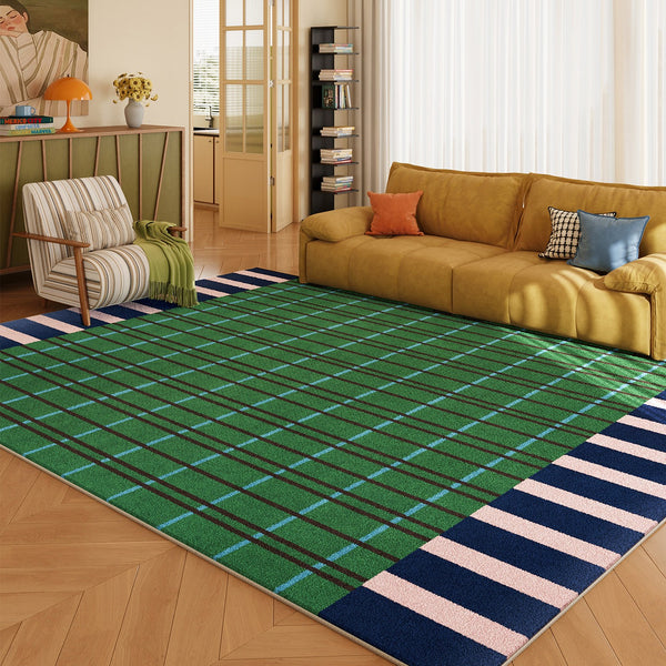 Modern Rugs for Living Room, Geometric Area Rugs, Green Mid Century Contemporary Rugs, Colorful Area Rugs for Bedroom-Paintingforhome