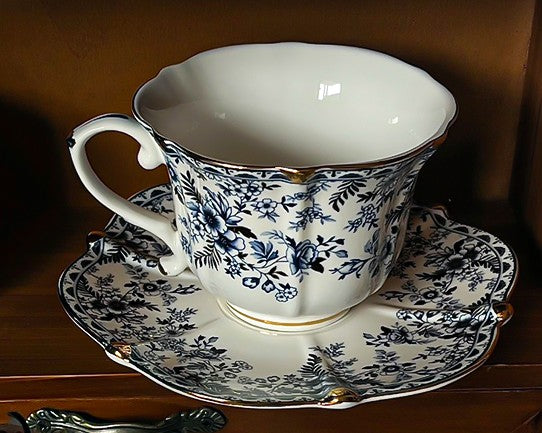 French Style China Porcelain Tea Cup Set, Unique Tea Cup and Saucers, Royal Ceramic Cups, Elegant Vintage Ceramic Coffee Cups for Afternoon Tea-Paintingforhome